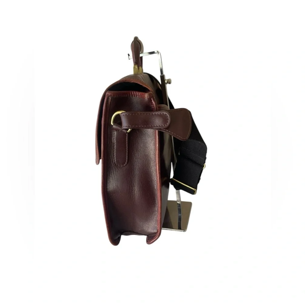 Mulholland Brothers Messenger Bag Satchel Briefcase Brown Leather